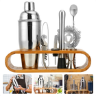 Cheqo® Luxe Cocktailset - Cocktail Shaker Set - Roestvrijstaal 750 ml - Inclusief Bamboe Standaard en Accessoires