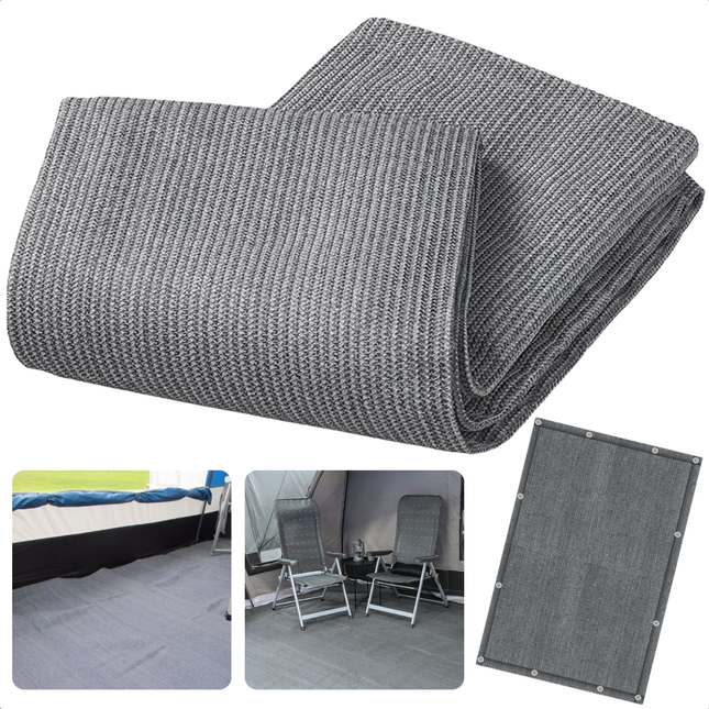 Cheqo® Camping Vloermat - Campingtapijt - Vloerkleed - Tenttapijt - Tapijt voor Voortent - 250 x 300 cm - Opvouwbaar - Metalen Hoekogen