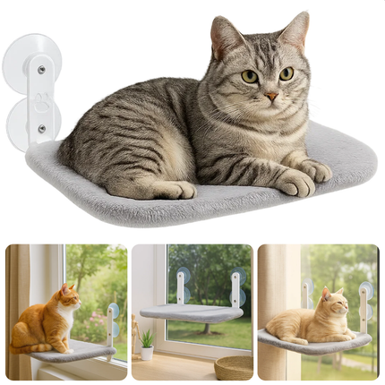 Cheqo® Kattenhangmat Raam - Kattenbed Raam - Sterke Zuignappen - Raamzitje Voor Katten - Kattenligplek Zonder Boren - Geschikt Voor Katten Tot 6 Kg - Afneembare Hoes - Ademende Mesh - Stabiel En Stevig Ontwerp
