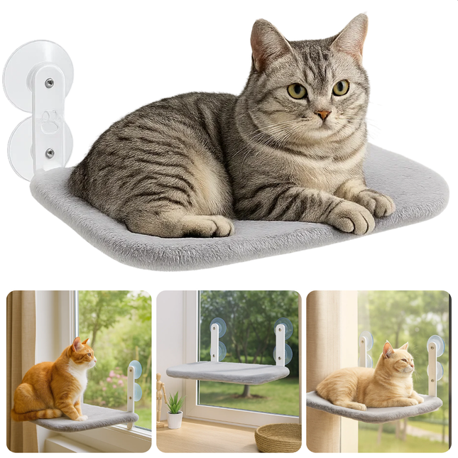 Cheqo® Kattenhangmat Raam - Kattenbed Raam - Sterke Zuignappen - Raamzitje Voor Katten - Kattenligplek Zonder Boren - Geschikt Voor Katten Tot 6 Kg - Afneembare Hoes - Ademende Mesh - Stabiel En Stevig Ontwerp