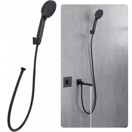 Cheqo® Complete Doucheset - Zwarte Douchekop met Doucheslang en Houder - 3 Standen - Waterbesparend