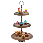 Etagere 3-laags - Mangohout met Metaal- Etagere