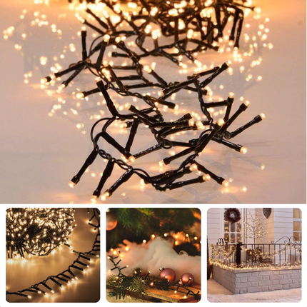 Cheqo® Kerstverlichting - Kerstboomverlichting - Kerstlampjes - LED Clusterverlichting - 3000 Lampjes - 22M - Warm Wit - Timer & Lichtfuncties