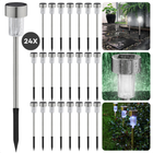 Cheqo® RVS Solar Prikspots - Tuinverlichting - Grondspot - Tuinlampen - Tuinspots - LED Verlichting - Set van 24 - Zonne-energie