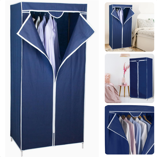 Cheqo® Opvouwbare Kledingkast met Ritssluiting - Stoffen Kledingkast - Stevig Metalen Frame - Voor Studenten - Kleding Organizer - Garderobekast - Hangkast - Klerenkast - Kleerkast - 50 x 75 x 60 cm Kledingkasten