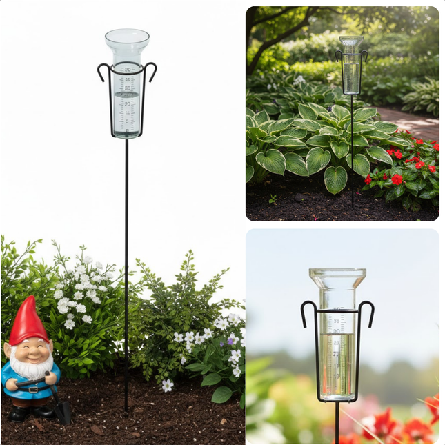 Cheqo® Regenmeter - Neerslagmeter - Pluviometer - Regenmeter Tuin - Regenmeter op Stok - Regenmeter met Stok - Regenmeter met Grondpen - Regenmeter met Houder - Regenmeter met Standaard - Regenmeter op Voet