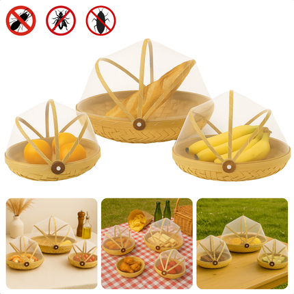 Cheqo® Vliegenkap Set - Vliegenhoes - Vliegenverjager - Foodcover - Insectenbescherming -  Voedselbescherming - Ronde Vliegenkap - 3 Stuks