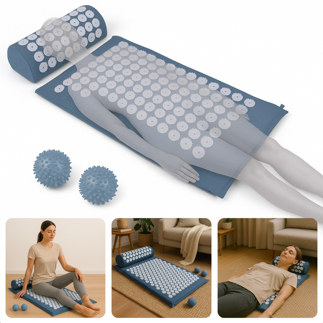 Cheqo® Spijkermat Met Kussen - Shakti Mat - Shaktimat - Acupressuur Mat - Spijker Mat - Met Ballen
