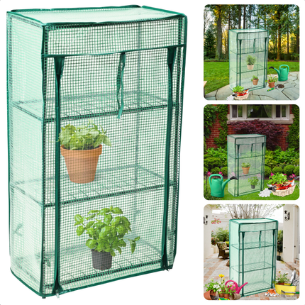 Cheqo® Mini Kweekkas - Compacte Tuinkas voor Groente Kweken - Foliekas - Moestuin - Weerbestendige Plantenkas - Kweekkas - Metaal