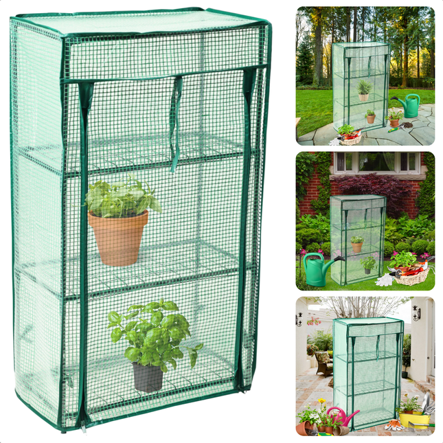 Cheqo® Mini Kweekkas - Compacte Tuinkas voor Groente Kweken - Foliekas - Moestuin - Weerbestendige Plantenkas - Kweekkas - Metaal