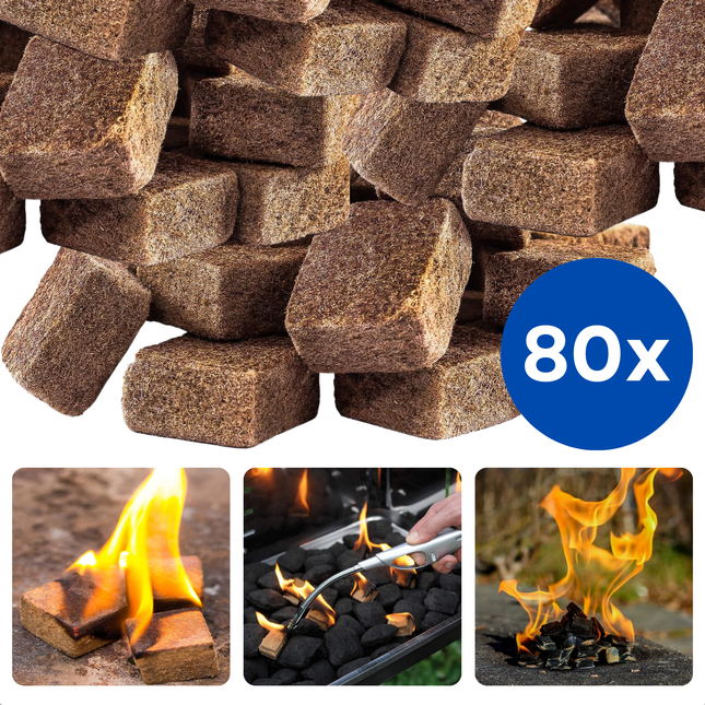 Cheqo® Aanmaakblokjes Hout - 80 Stuks - Snel Brandend en Milieuvriendelijk