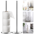 Cheqo® Staande Reserverolhouder - Rolhouder - Toiletrolhouder - Toiletrol Houder - WC Papier Houder - RVS