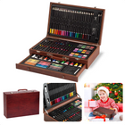 Cheqo® Teken- en Schilderset - 112-delig - Houten Koffer - 38x23,5x8,5cm - Kleurpotloden, Waterverf, Oliepastels, Softpastels, Acrylverf, Grafiet, Penselen, Gum, Puntenslijper - Voor Volwassenen en Kinderen - Tekenset - Tekenkoffer - Schilderkist Schildersets