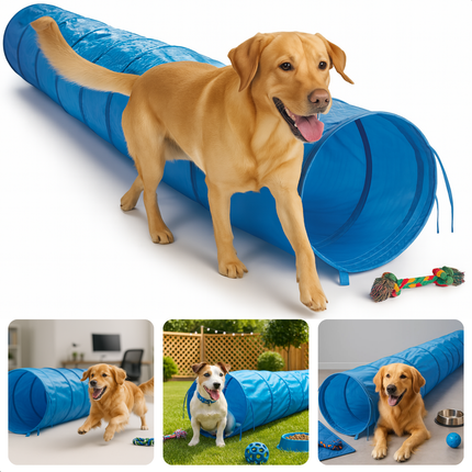 Cheqo® Hondentunnel 3 Meter – Agility voor de Hond – Behendigheid Hond – Opvouwbare Speeltunnel – Lichtgewicht Polyester – Inclusief Grondpinnen & Draagtas – 48 cm Doorsnee – Honden Agility Set – Hondensport Accessoires