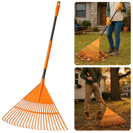 Cheqo® Bladhark - Tuinhark - Comfortabele Handgreep - Terugverende Hark - Bladeren Verzamelen - Gras en Tuinafval - Tuinonderhoud - Ergonomisch Ontwerp - Tuinier Gereedschap - Betrouwbare Hark