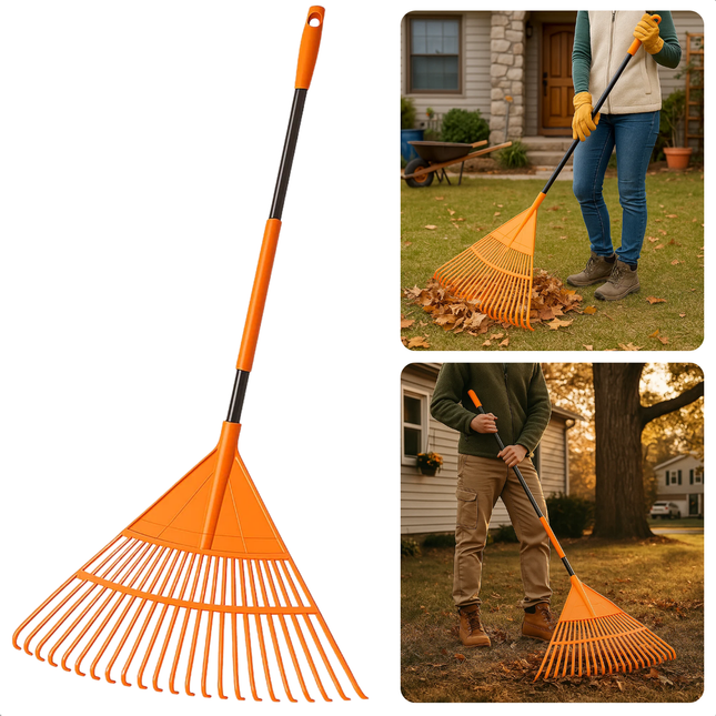 Cheqo® Bladhark - Tuinhark - Comfortabele Handgreep - Terugverende Hark - Bladeren Verzamelen - Gras en Tuinafval - Tuinonderhoud - Ergonomisch Ontwerp - Tuinier Gereedschap - Betrouwbare Hark