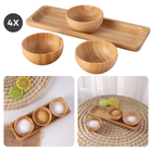 Cheqo® Bamboe Tapas Set - Serveerplank 21x7 cm - Inclusief 3 Schalen - Duurzaam Bamboe