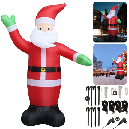 Cheqo® Opblaasbare Kerstman XXL - Kerstman Opblaasbaar - Kerstversiering - 600 cm - LED Verlichting - Weerbestendig Polyester