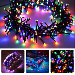 Cheqo® Kerstverlichting - Kerstboomverlichting - Kerstlampjes - 200 LED - 4M - Voor Binnen en Buiten - Timer - Veelkleurig - 8 Lichtfuncties - Op Batterijen - Multicolor - Gekleurde Kerstverlichting - Sfeerverlichting - Feestverlichting Kerstboomverlichting