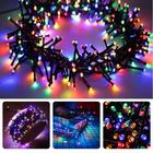 Cheqo® Kerstverlichting - Kerstboomverlichting - Kerstlampjes - 200 LED - 4M - Voor Binnen en Buiten - Timer - Veelkleurig - 8 Lichtfuncties - Op Batterijen - Multicolor - Gekleurde Kerstverlichting - Sfeerverlichting - Feestverlichting Kerstboomverlichting
