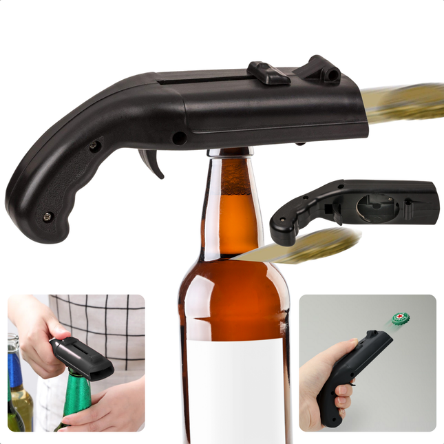 Cheqo® Bierdopjes Pistool - Bierdop Schieter - Bierflesopener - Fles Opener - Cap Gun - Bieropener - Vaderdag Cadeau - Met Schietfunctie