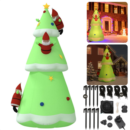 Cheqo® Opblaasbare Kerstboom LED - Kerstboom Opblaasbaar - 500 cm - LED Verlichting - Voor Binnen en Buiten - Oxford Stof