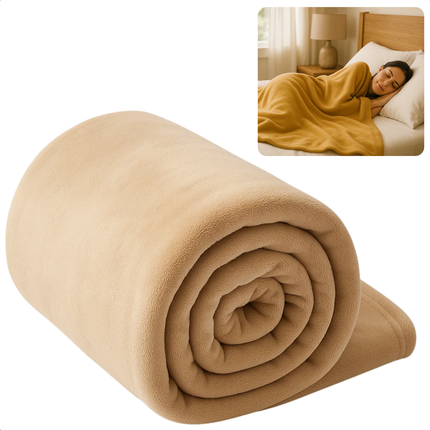 Cheqo® Fleece Deken - Fleece Plaid - 150 X 200 CM - Super Zacht - Polyester Fleece - Wasmachine Wasbaar - Beige Kleur - Tijdloze Elegantie - Duurzaam Materiaal - Bank of Bed - Woondecoratie - Comfortabel en Warm - Eenvoudig Te Reinigen