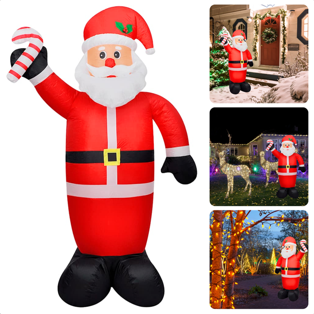 Cheqo® Opblaasbare Kerstman - Kerstman Opblaasbaar - Kerstversiering - 120 cm - LED Verlichting - Tuin Decoratie - Polyester