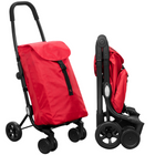 Cheqo® Praktische Boodschappentrolley - Handig en Ruimtebesparend - Zwenkwielen - Boodschappenwagen - Afneembare Boodschappentas - Polyester - Waterafstotend -  Reflectoren - Inklapbaar - 43.5 L - Veilig - Lange Levensduur - Stalen Frame Boodschappentrolleys