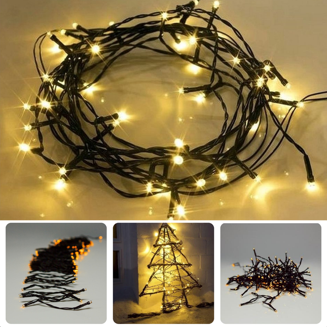 Cheqo® Kerstverlichting - Kerstboomverlichting - Kerstlampjes - LED Kerstverlichting - Warm Wit - 1.8M 24 LED's - Batterij & Timer - Waterdicht IP44