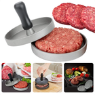 Cheqo® Hamburgerpers - Hamburger Pers - Hamburger Maker - Aluminium Hamburgermaker - Rond - Met Handvat