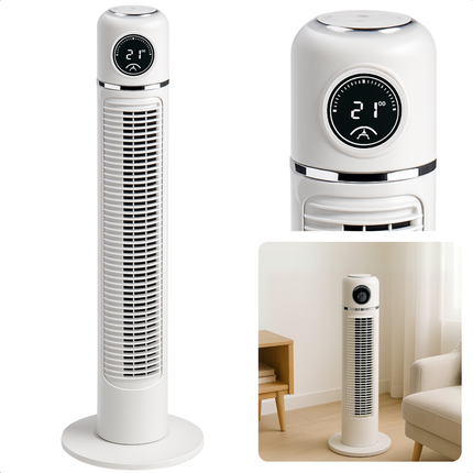 Cheqo® Torenventilator - Ventilator - Fan - Airco Alternatief - Kolomventilator - Stille Ventilator Slaapkamer - Met Afstandsbediening en Oscillatie