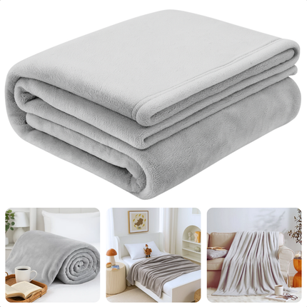 Cheqo® Grijze Fleece Deken 150x200 cm – Zachte Plaid Flannel – Warme Deken voor Bank of Bed – Polyester Fleece – Ultiem Comfort – Dekentje – Duurzame & Stijlvolle Interieur Decoratie