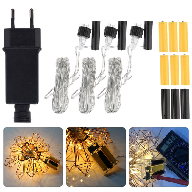 Cheqo® Milieuvriendelijke Batterijvervanger met Adapter - AA Dummy Batterijen Set - Vervangt en Verlengt Levensduur van Apparaten - Lange Levensduur - Snoerlengte van 3 Meter - IP20 Batterijen en Opladers