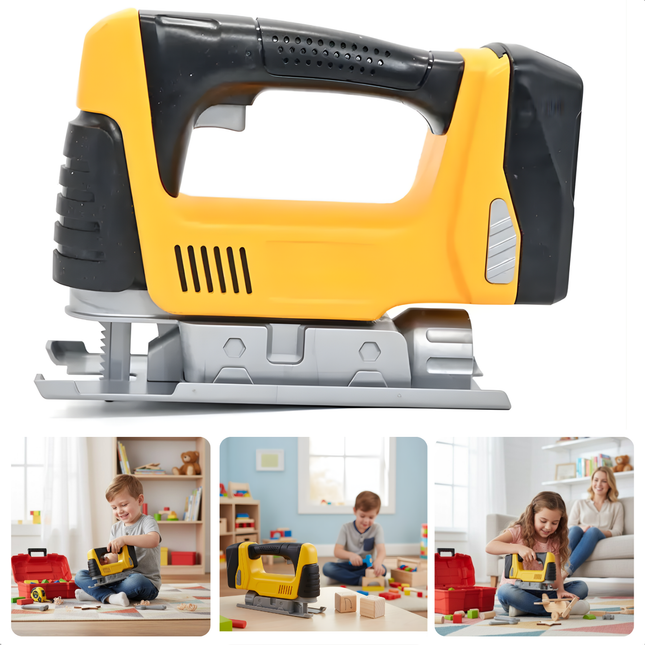 Cheqo® Speelgoed Zaagmachine - Zaag Machine Met Licht - Zaagmachine Met Geluid - ABS Materiaal - Werkt Op Batterijen - Licht En Geluid - Kindergereedschap - Speelgoed Gereedschap - Realistisch Geluid - Speelgoed Zaag