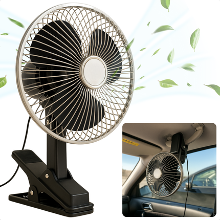 Cheqo® Clip Mini Ventilator - Portable Ventilator - Fan - 24V - Zwart - Voor Auto en Vrachtwagen