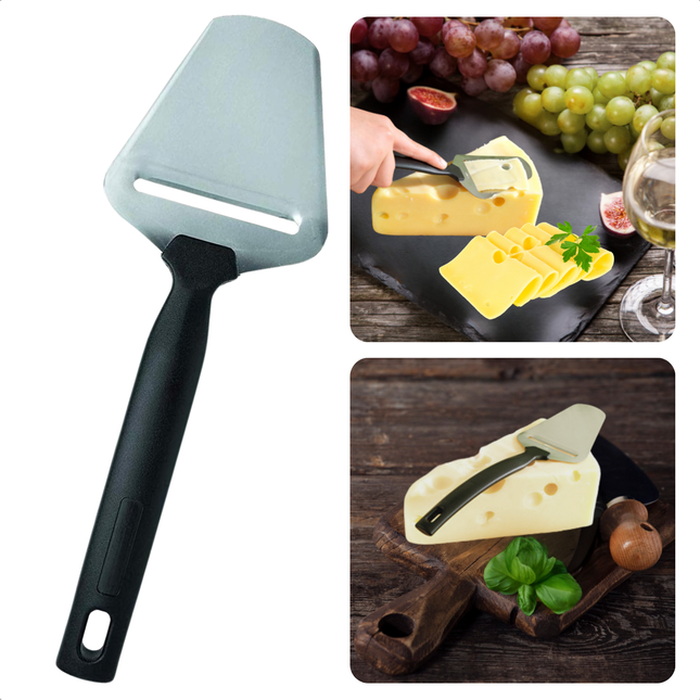 Cheqo® Kaasschaaf Zwart/RVS - Voor Jonge en Oude Kaas - Met Ophangoog - Roestvrij Staal