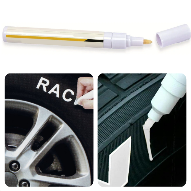 Cheqo® Witte Bandenmarkeerstift - Banden Markeerstift - Permanent Marker voor Banden - Permanente Tire Marker - Banden Marker - Duurzaam en Betrouwbaar