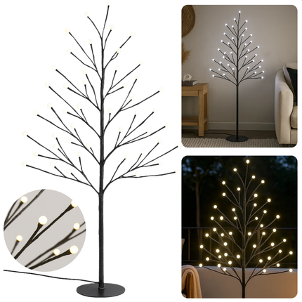 Cheqo® Verlichte Boom Buiten - LED Kerstboom - Kerstdecoratie Buiten - Energiezuinige LED Lampjes - Klassiek Wit Licht - Metalen Frame - LED Boom - Timer Functie - 108 LED Lampjes - 150cm - Kerstverlichting Met Timer