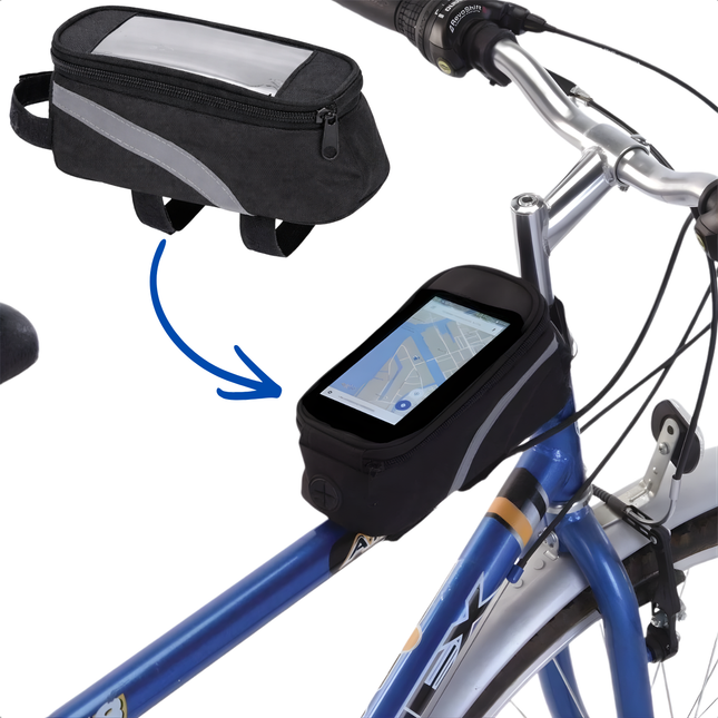 Cheqo® Smartphone Fietstas - Frametas met Telefoonhouder - Fietstas met Telefoonhouder - Fietstas met Smartphone Houder - Frametas met Smartphone Houder - Fietstas Frame Telefoonhouder - Fietstas voor Smartphone - Telefoon Fietstas