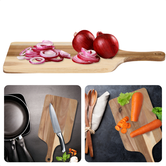 Cheqo® Houten Snijplank - Stijlvolle Tapasplank - Serveerplank Hout - Borrelplank - Middelgroot - Tapasplank - Kaasplank