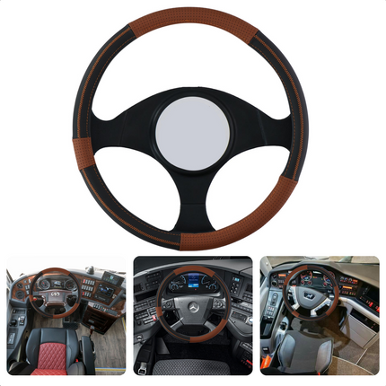 Cheqo® Lederen Stuurhoes met Sportieve Uitstraling - Bescherming tegen Vuil en Slijtage - Universeel voor Vrachtwagens Auto & Fiets