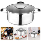 Cheqo® Kookpan - RVS - Ø24 cm - 5.2L - Glazen Deksel - Inductiegeschikt - Vaatwasserbestendig - Siliconen Handvatten - Maataanduiding - Lange Levensduur - Glazen deksel - Voor Alle Warmtebronnen Kookpannen