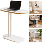 Cheqo® Moderne Bijzettafel - Salontafel Set - Bijzet Tafel Set - Laptoptafel - Banktafel - Nachtkastje - Wit Metaal - Compacte Laptoptafel - MDF