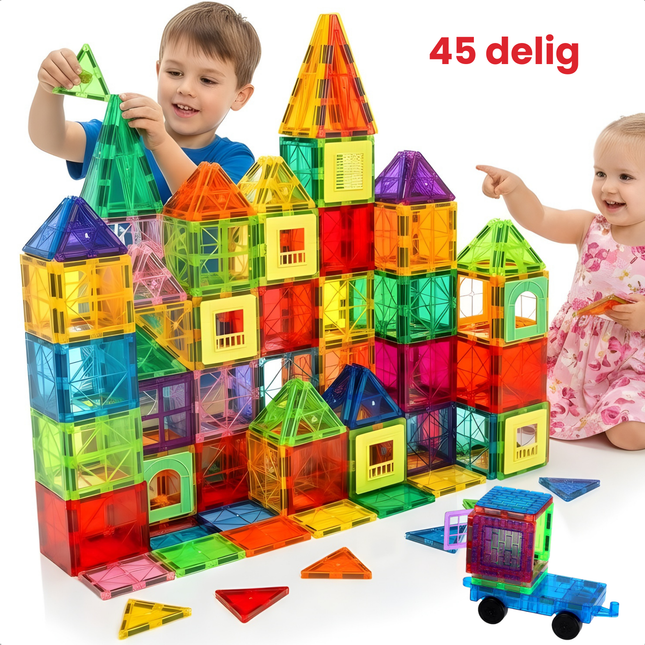 Cheqo® Magnetische Tegels - Magnetic Tiles - Magnetisch Speelgoed - Magnetische Bouwstenen - Magnetisch Bouwspeelgoed - Magnetisch Constructiespeelgoed - Magnetische Bouwblokken - Magnetische Blokken - Magneten Speelgoed