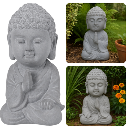 Cheqo® Boeddha Beeld - Buddha Tuinbeeld - Zittend Tuinbeeld - Ornament - Boeddha Hoofd