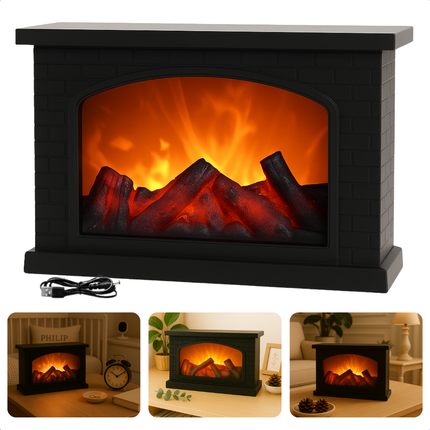 Cheqo® LED Sfeerhaard - Decoratieve LED Openhaard - LED Haard Elektrisch - Kunststof - USB