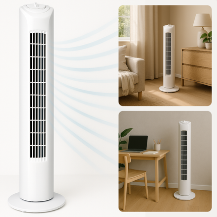 Cheqo® Torenventilator - Stille Ventilator - Vloerventilator - Ventilator Staand - Fan - Airco Alternatief - Wit