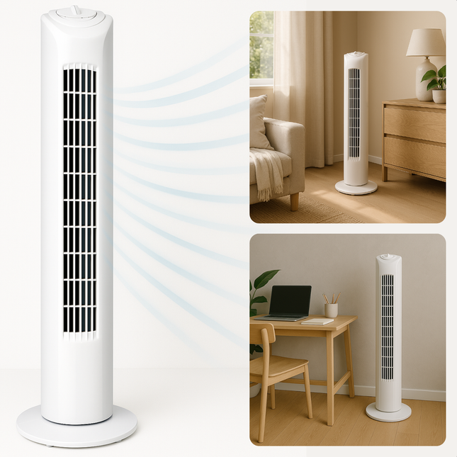 Cheqo® Torenventilator - Stille Ventilator - Vloerventilator - Ventilator Staand - Fan - Airco Alternatief - Wit