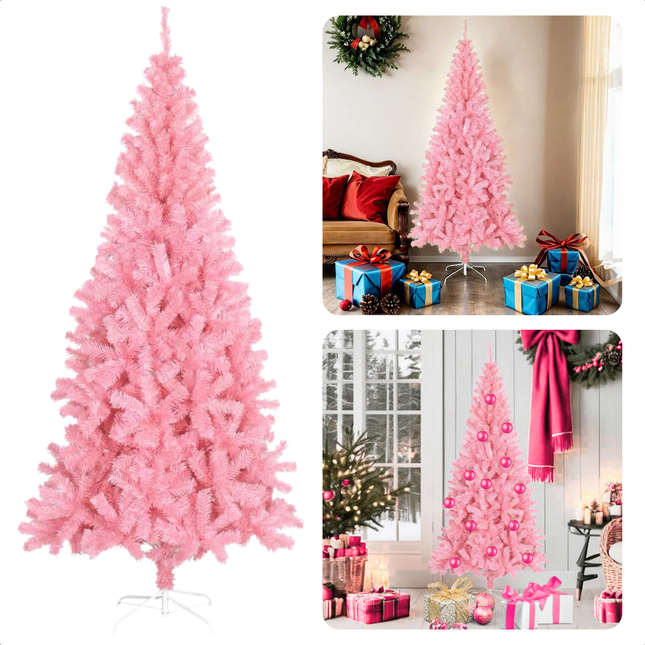 Cheqo® Roze Kerstboom - Kunstkerstboom 180 cm - PVC - Met Standaard - Binnen/Buiten Gebruik